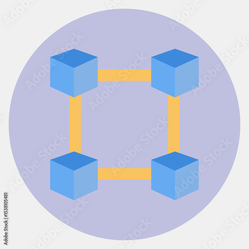 Icon block chain. Crypto currency elements. Icon in color mate style.