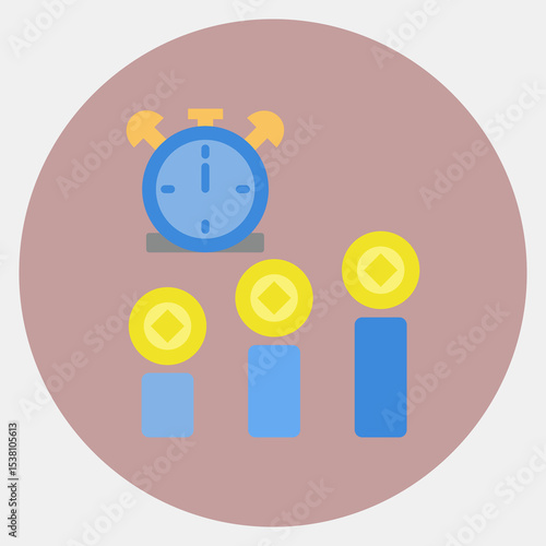 Icon block time. Crypto currency elements. Icon in color mate style.