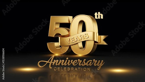 Golden 50th Wedding Anniversary Celebration Background with Elegant Gold Text and Glowing Light Effects