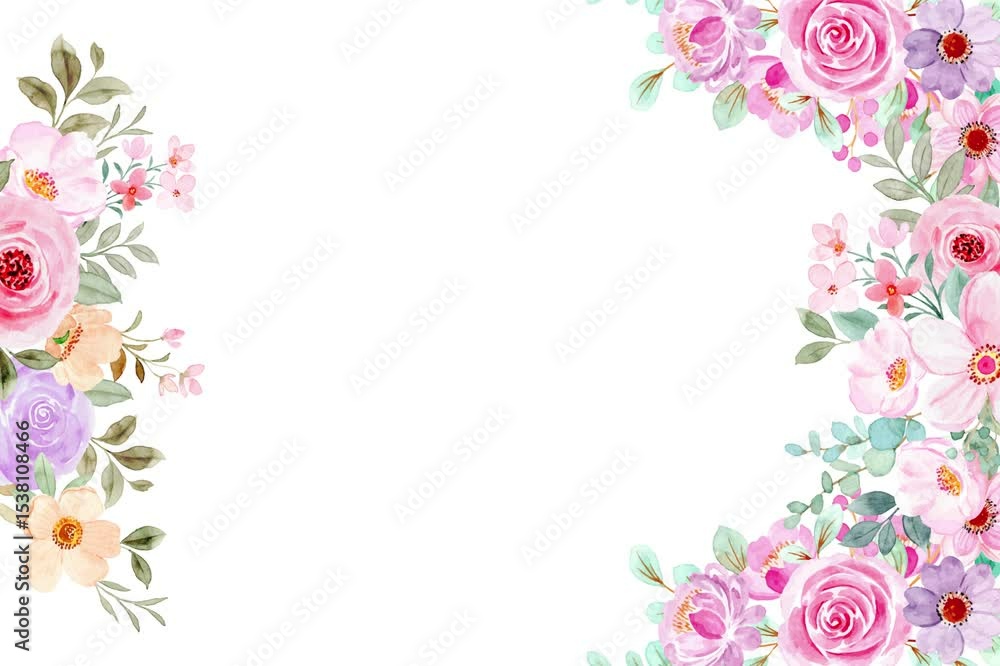 Summer flowers watercolor background. Animated 4k Summer flowers watercolor background. Animated 4k