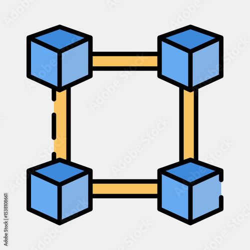 Icon block chain. Crypto currency elements. Icon in filled line style.