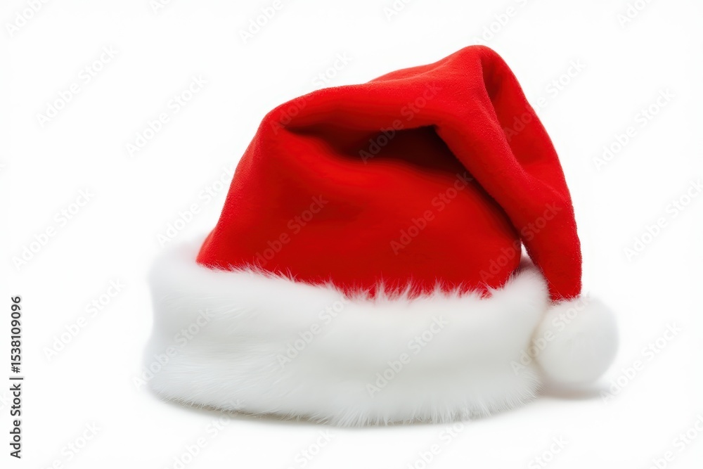Real photo of a red Christmas Santa Claus hat with isolated on white background Real photo of a red Christmas Santa Claus hat with isolated on white background