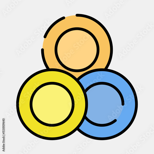 Icon token. Crypto currency elements. Icon in filled line style.