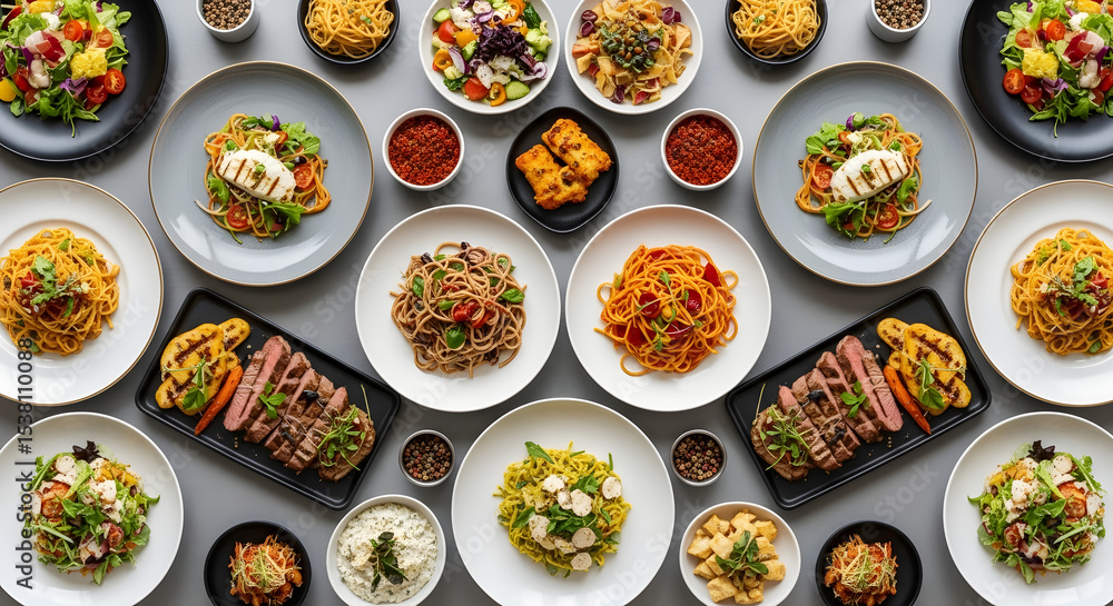 Grand Feast of Assorted Italian and Asian Dishes Grand Feast of Assorted Italian and Asian Dishes