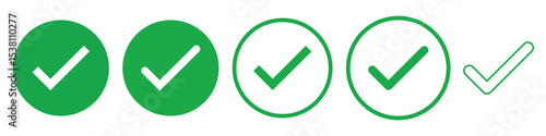 check mark icon button set. check box icon with right and wrong buttons and yes or no checkmark icons in green tick box and red cross. 