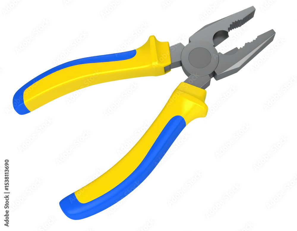 Fototapeta premium Durable Metal Plier Tool with Ergonomic Handles for Gripping and Cutting Isolated on White Background