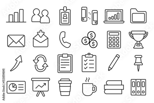 Office related line Icons Web graphics Set