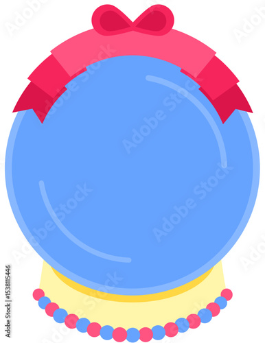 Christmas Snow Globe Ornament Illustration with Red Ribbon in Minimal Style

