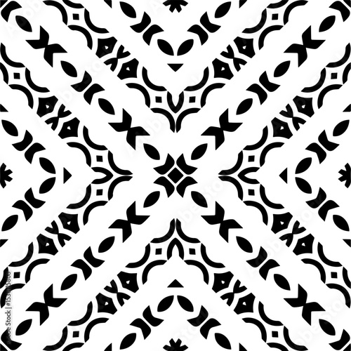 Vector monochrome seamless pattern. Abstract texture for fabric print, card, table cloth, furniture, banner, cover, invitation, decoration, wrapping.seamless repeating pattern.Black and white color.