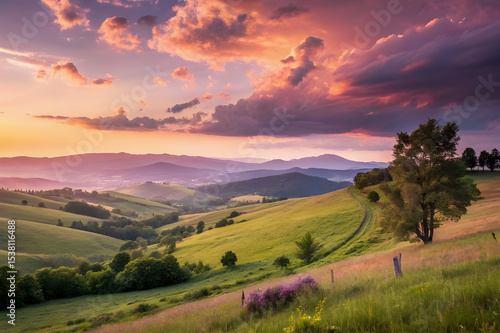 sunset in the mountains