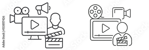 Creative film production elements including editing, cinematography and audio storytelling around a computer screen