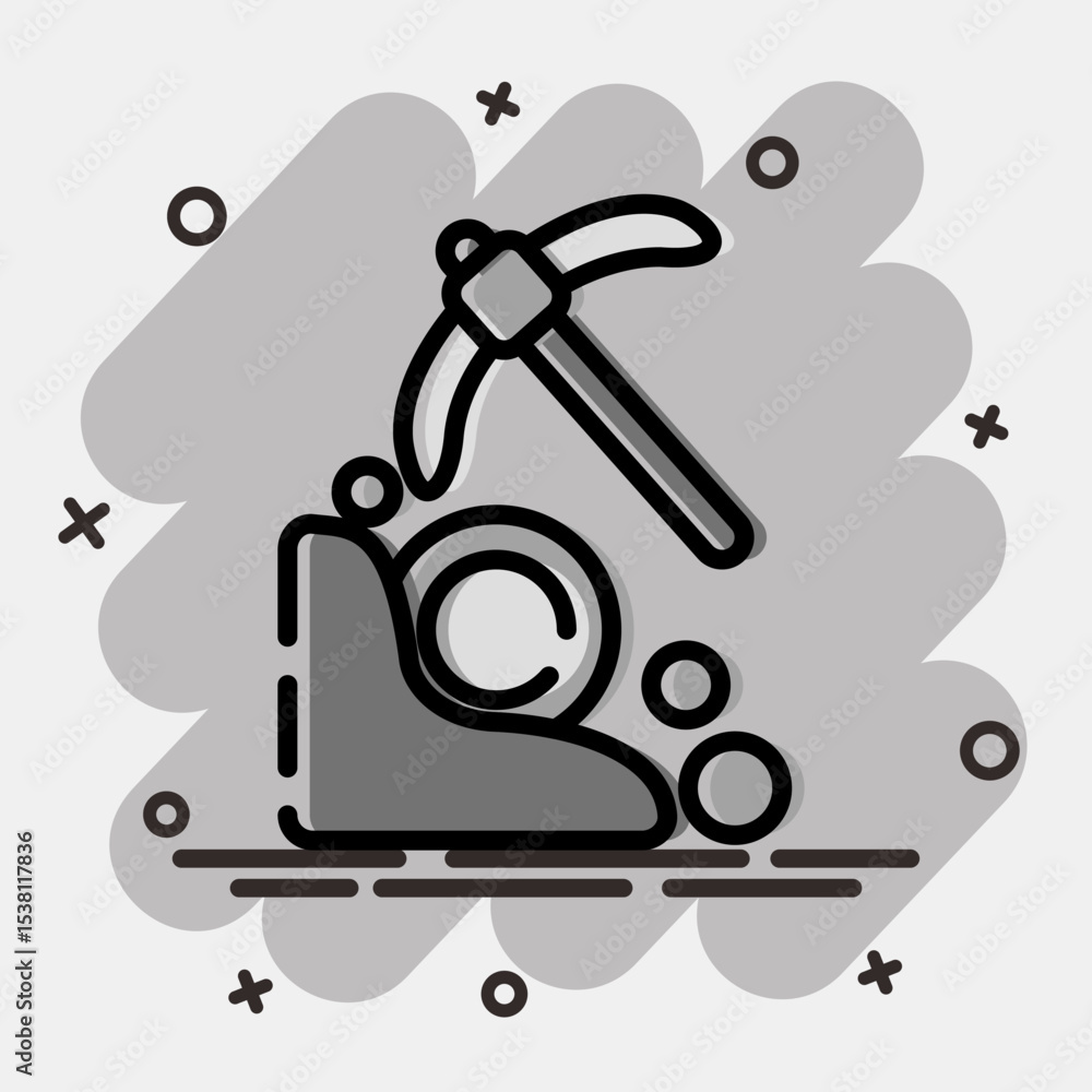 Icon mining. Crypto currency elements. Icon in comic style. Icon mining. Crypto currency elements. Icon in comic style.