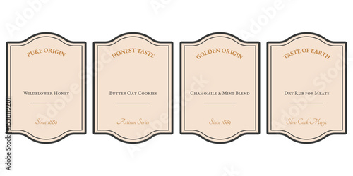 Isolated set of vintage light Labels with frame