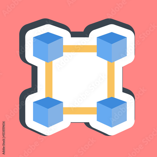 Sticker block chain. Crypto currency elements.