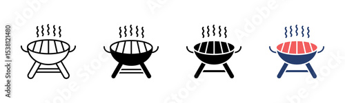 Barbecue icon sheet multiple style collection
