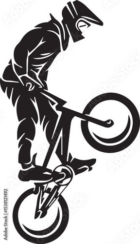 Black Silhouette of Bicycle Stunt Performer