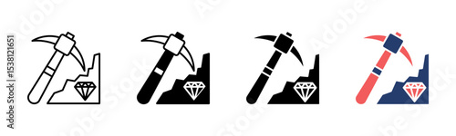 Pickaxe icon sheet multiple style collection