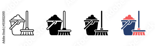 Cleaning icon sheet multiple style collection