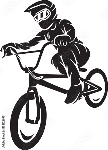 Black Silhouette of Bicycle Stunt Performer