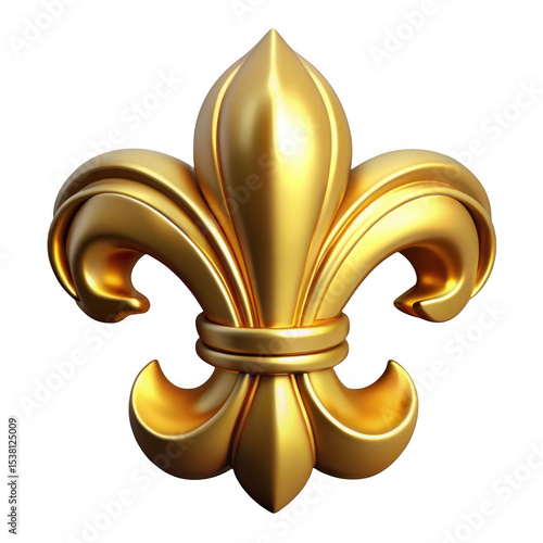 Golden fleur de lis 3d render isolated on transparent background
