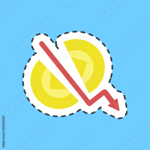Cutting line sticker crypto halving. Crypto currency elements.