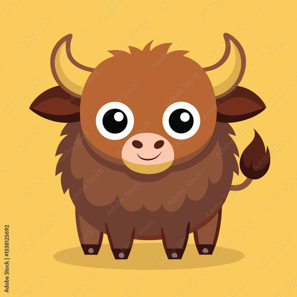 Naklejka premium Cute Buffalo Ox Cartoon – Farm Animal Nature Concept Vector Icon Isolated 