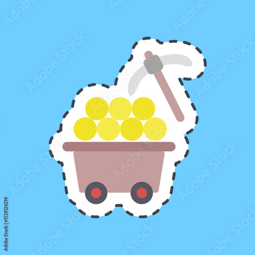 Cutting line sticker proof of work. Crypto currency elements.