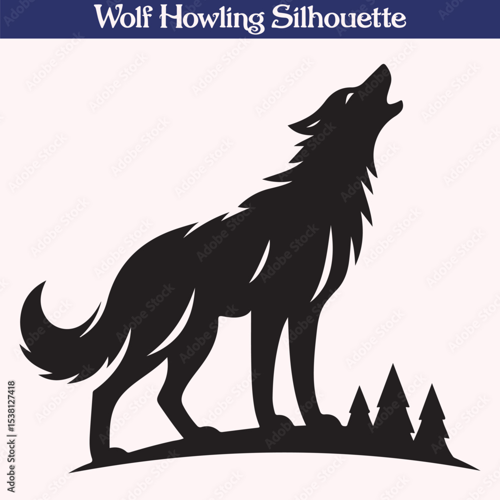 Wolf howling silhouette vector illustration Wolf howling silhouette vector illustration
