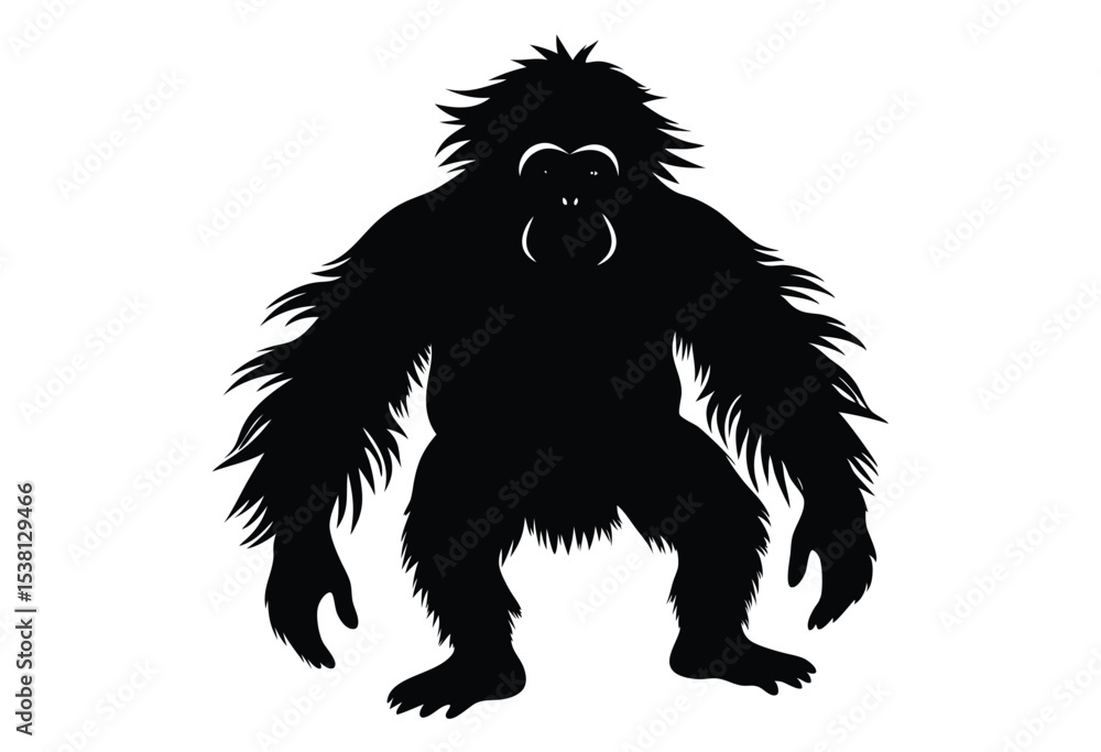 Obraz premium Sumatran orangutan silhouette vector illustration simple icon flat design wildlife conservation