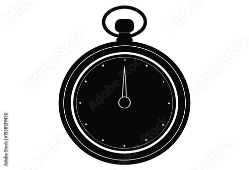 Stopwatch silhouette vector icon simple flat design timer illustration for sports and time tracking