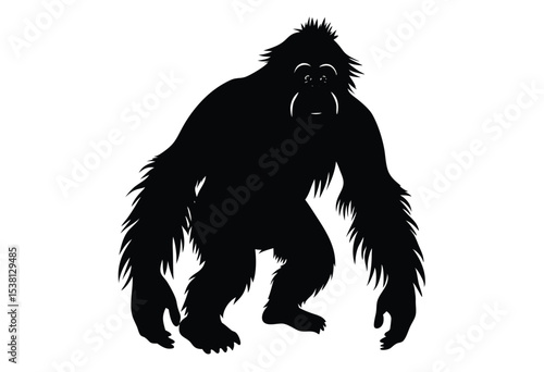 Sumatran orangutan silhouette vector illustration simple icon flat design wildlife conservation