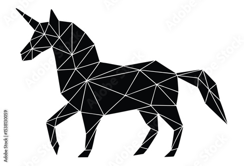 unicorn low poly silhouette vector illustration magical fantasy animal geometric design art