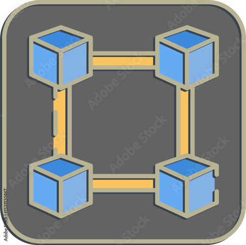 Icon block chain. Crypto currency elements. Icon in embossed style.