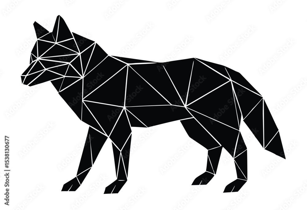 Obraz premium Low Poly Wolf Silhouette Vector Art Minimalist Geometric Animal Design Illustration