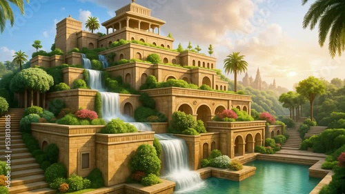 Visualization of Hanging Gardens of Babylon - one of the Seven Wonders of the Ancient World. 
