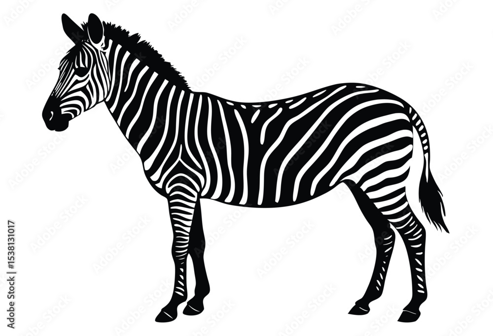 Fototapeta premium Zebra Silhouette Vector Illustration Wildlife Zebras Outline Vector Art Silhouette of Wild Animal