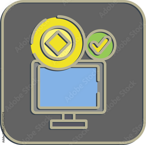 Icon crypto accepted. Crypto currency elements. Icon in embossed style.