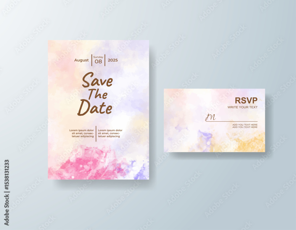 Wedding invitation with abstract splash watercolor Wedding invitation with abstract splash watercolor