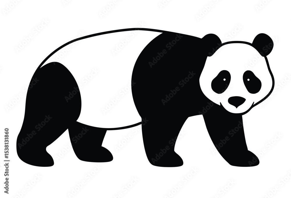 Fototapeta premium Cute Panda Silhouette Vector Art Animal Design for T Shirt Sticker Logo and Print Elements