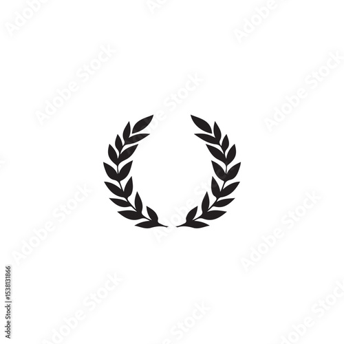 Laurel wreath symbol of victory achievement black vector illustration on white background
