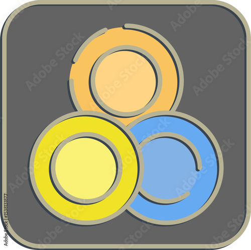Icon token. Crypto currency elements. Icon in embossed style.