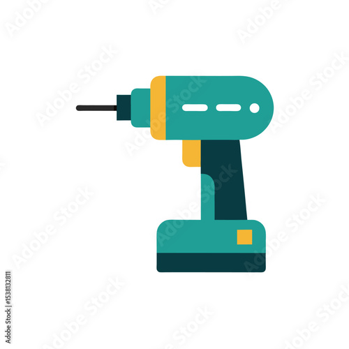 Construction Drill Machine Vector Illustration for Industrial and Road Tool Concepts