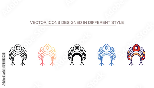 Kokoshnik Hat icon design with white background stock illustration
