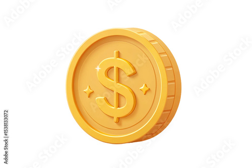  gold coin with dollar sign 3d icon in cartoon plastic style minimal png 
