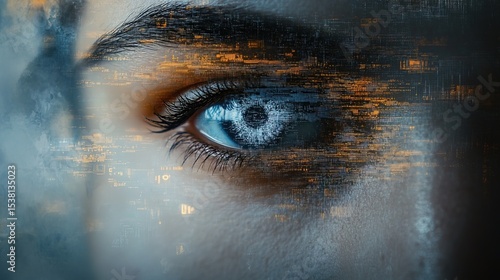 A futuristic AI-generated painting made entirely of tiny data points 