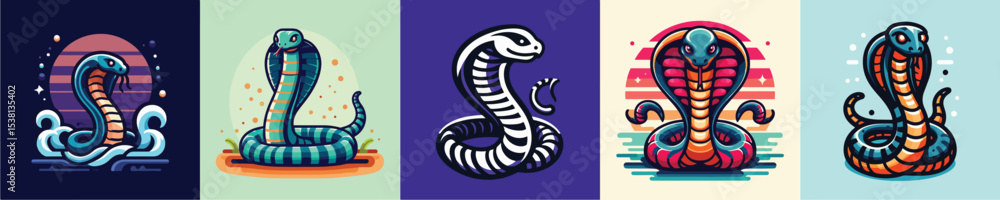 Fototapeta premium a simple and cool flatdesign cobra snake vector image