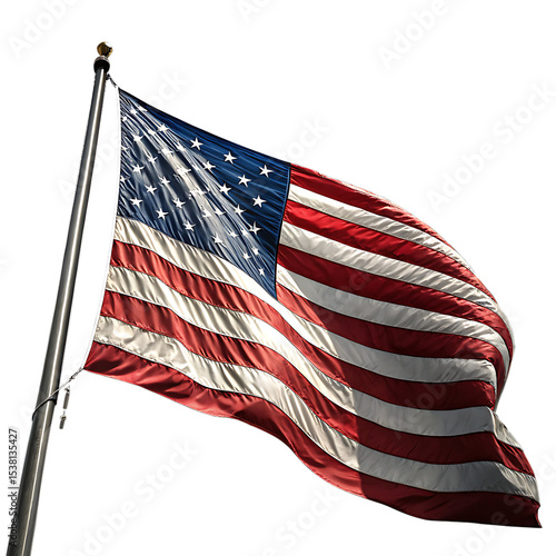 Wallpaper Mural Waving American Flag on a Metal Pole Against a Black Background with Stars and Stripes Torontodigital.ca