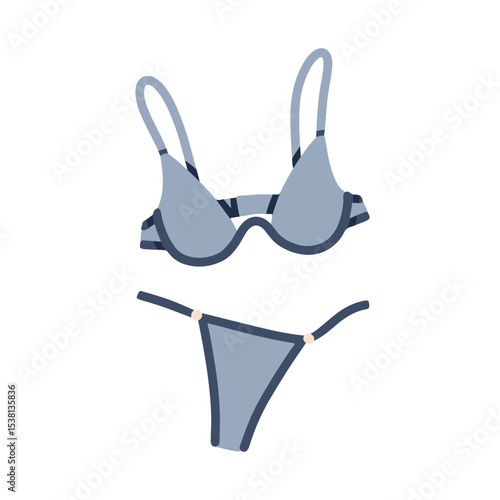 Lingerie, sexy underwear. Elegant two-piece bikini, bra top and panties botto...