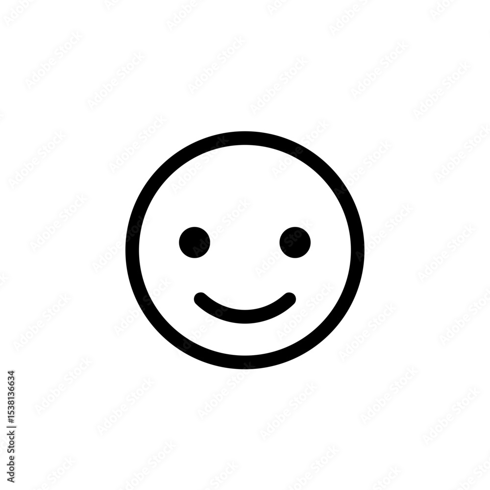 Fototapeta premium Simple smiley face icon with neutral expression 