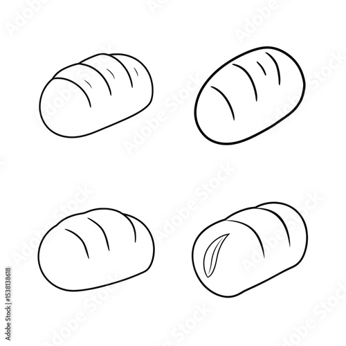 Simple line art illustrations of different bread loaves for culinary and design projects